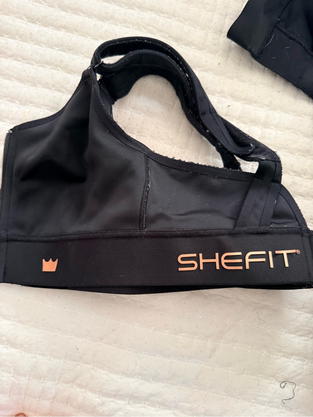 SHEFIT Black Swim/Active Support Top with Rose Gold Logo